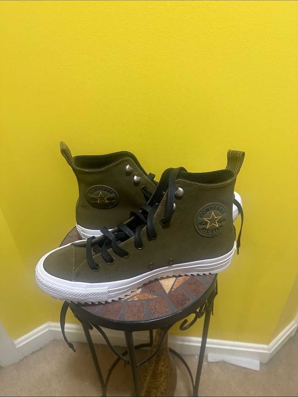 Converse High Top Sneakers - Olive Green & Black